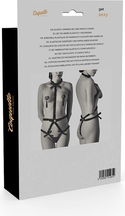 Productafbeelding Coquette Chic Desire Elastische Harnasset En Tepelbedekking Zwart (Eén maat voor iedereen)