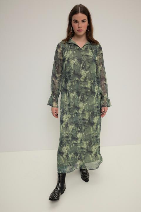 Produktbild Studio Untold Maxikleid, A-Line, Chiffon, Allover-Print, Rüschenkragen, Langarm (54)