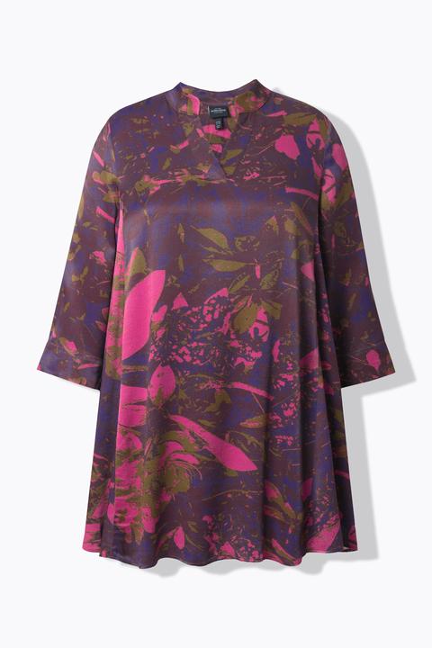 Actual product image Ulla Popken Dusky Bloom 3/4 Sleeve Satin Tunic (60)