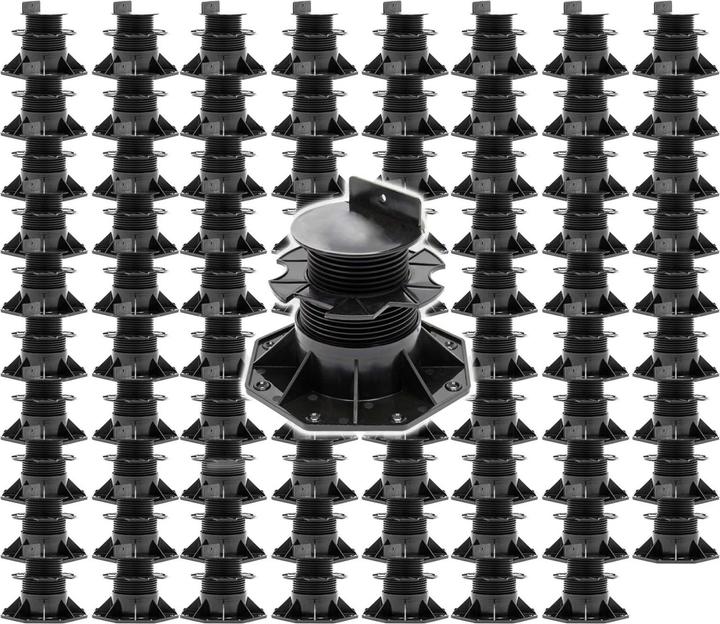 Image du produit XPOtool Plots de terrasse Set 80x Charge 2700kg Réglage en hauteur 60-128mm Lames Dalles Piscine (80x, 18.80 x 18.80 cm)