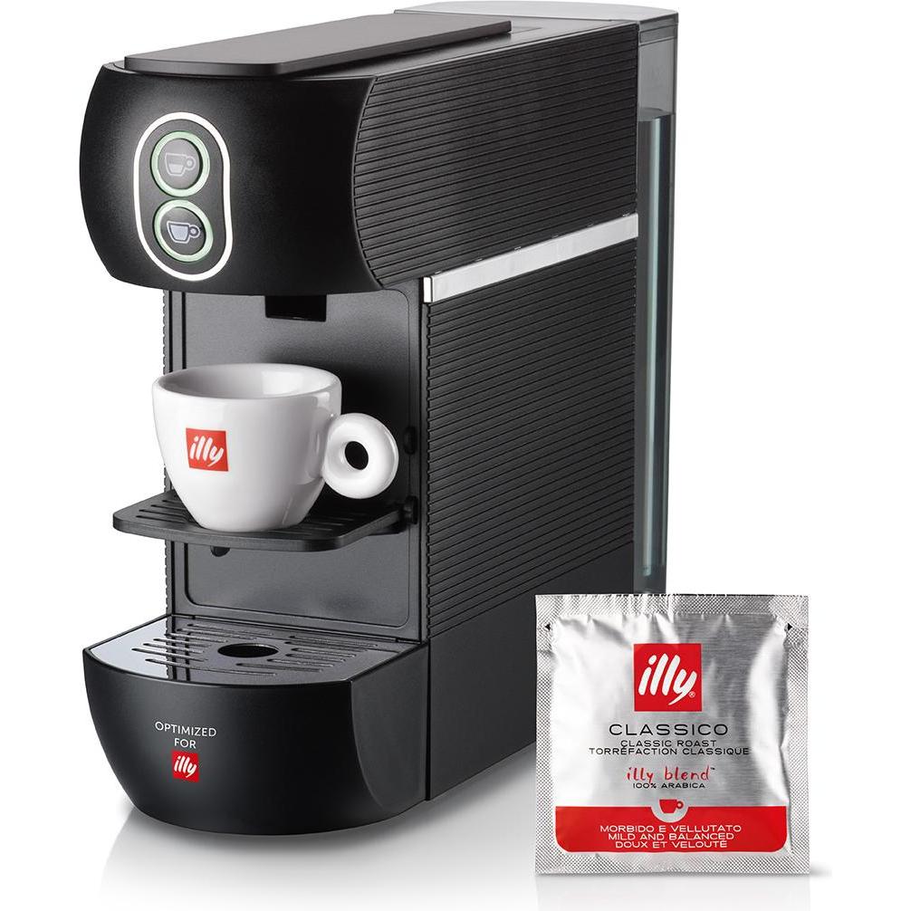 Illy Macchina da caffè Easy Automatica a tampone da 1 litro, Macchina da caffè a capsule, Nero