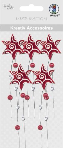 Ursus Weihnachtssticker Sterne rot (5 Sticker)