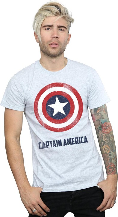 Actual product image Mens Captain America Shield Text T-Shirt (3XL)