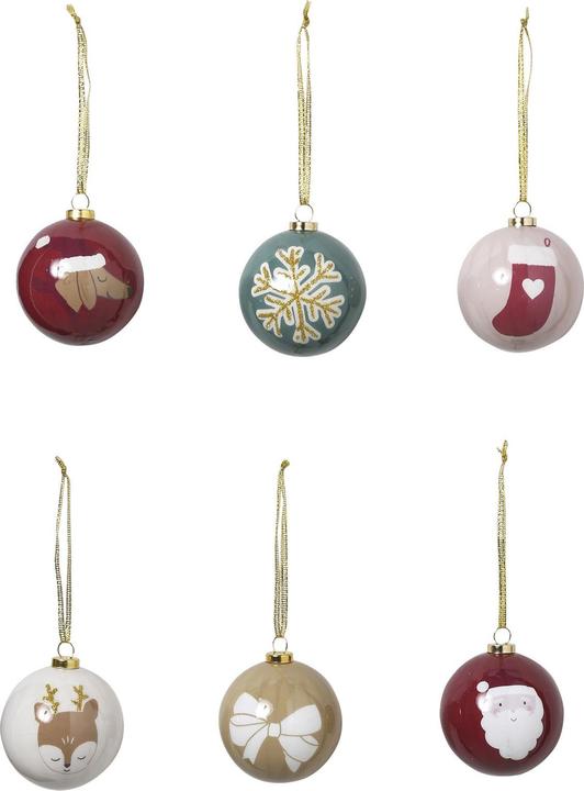 Vertbaudet Set aus 6 Weihnachtsbaumkugeln aus Holz, 3D-Design (6x)