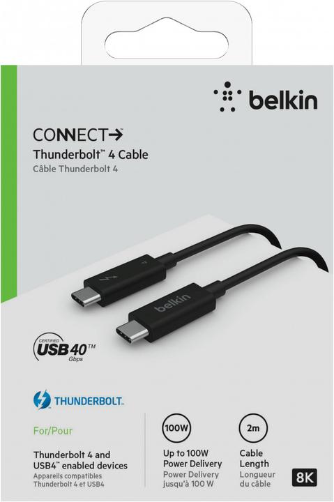 Produktbild Belkin USB C (Thunderbolt 4) – USB-C (Thunderbolt 4) (2 m, USB 4.0, 100 W)