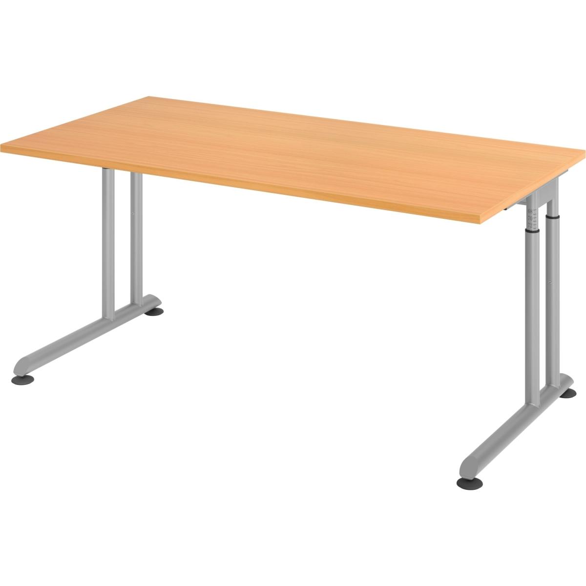 Escritorio, Schreibtisch, Schreibtisch C-Fuss 160x80cm Buche/Silber (160 x 80 cm)
