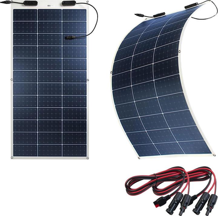 Image du produit Revolt Lot de 2 panneaux solaires monocristallins flexibles (100 W, 1.40 kg)
