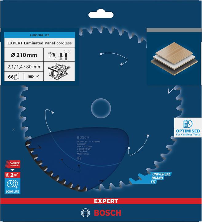 Immagine prodotto Bosch Professional Zubehör EXPERT Laminated Panel Kreissägeblatt, 210x30 mm, T66