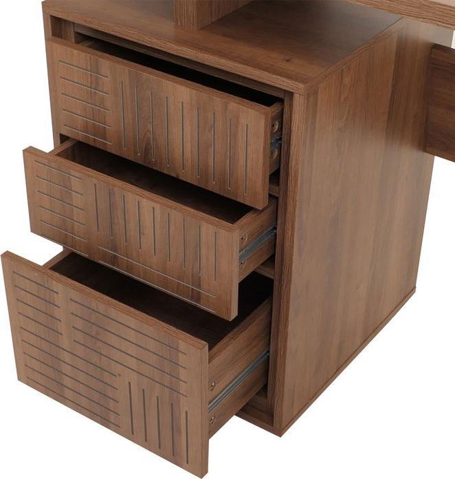 Produktbild Mendler Schreibtisch HWC-O32, Melamin Holz, 77x118x58cm – braun