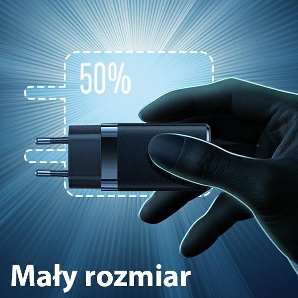 Actual product image Usams Ład. siec. T41 USB-C+USB GaN 47W PD+QC (only head) Fast Charging czarny/black CC137TC01 (US-CC (47 W, 2 ports)