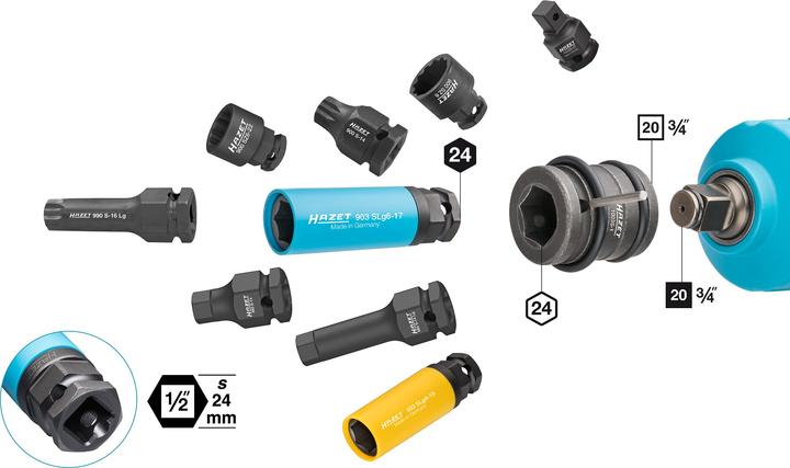 Produktbild HAZET Schlag-, Maschinenschrauber Schraubendreher-Steckschlüsseleinsatz 990S-14 ∙ Vierkant12,5 mm (…
