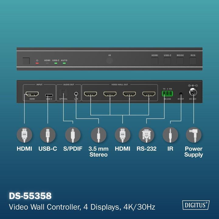 Produktbild Digitus Video Wall Controller, 4 Displays, 4K/30Hz