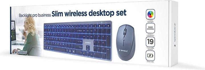 Actual product image Gembird KBS-ECLIPSE-M500 Backlight Pro Business Slim wireless desktop set US layout black (US, Cable)