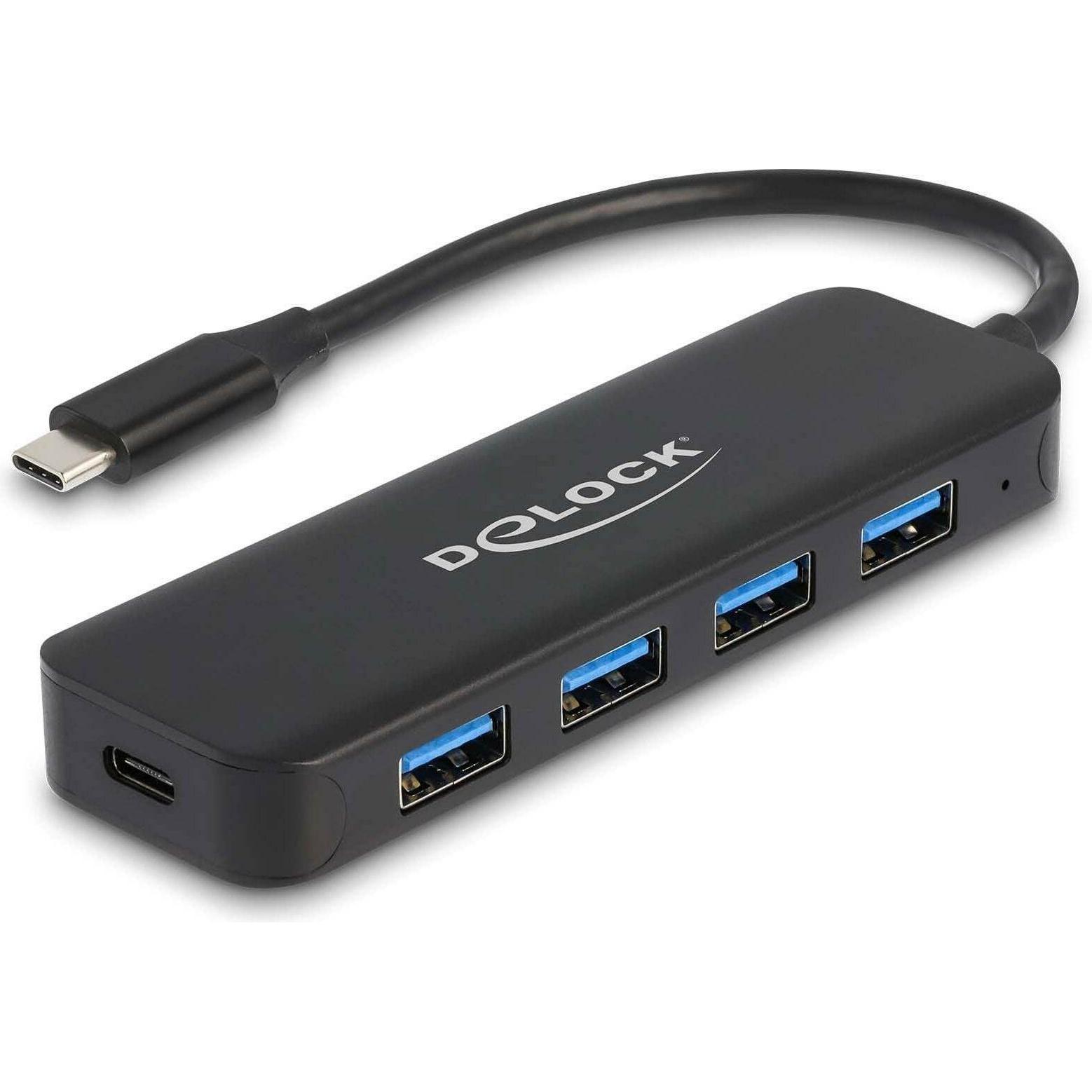 Delock 64170 (USB-C, 5 Ports), Dockingstation + USB Hub, Schwarz