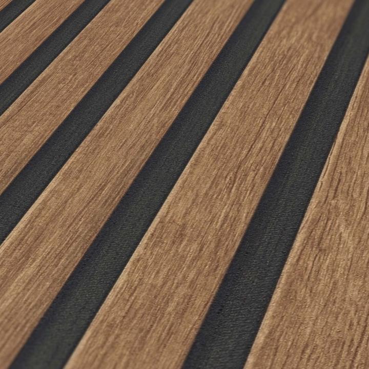 Image du produit Trenddeko papier peint imitation bois marron papier peint intissé 3D panneaux de bois scandinave moderne (50 x 1005 cm)