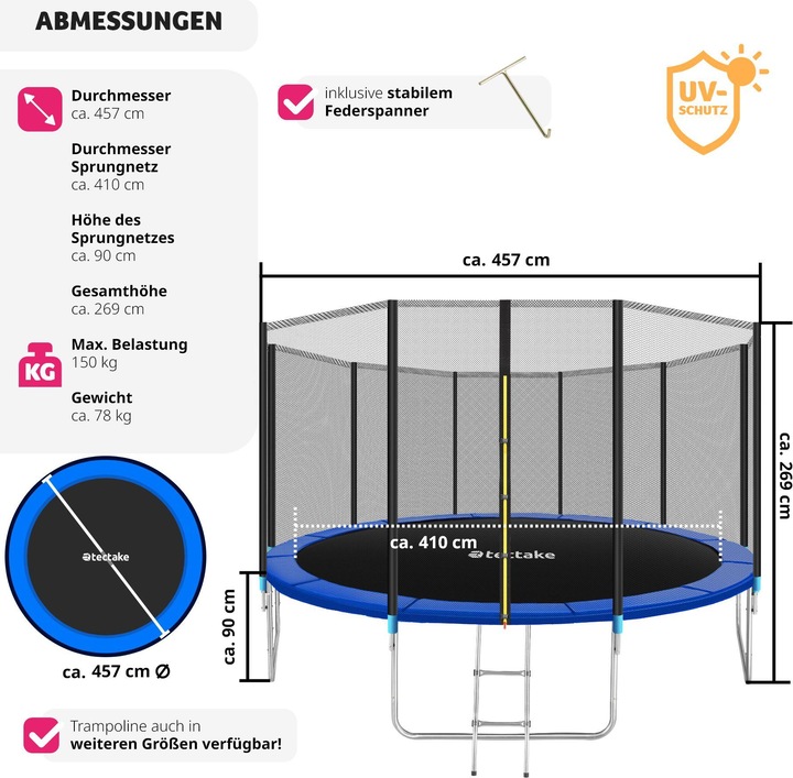 Image du produit tectake Trampoline de jardin (457 cm)
