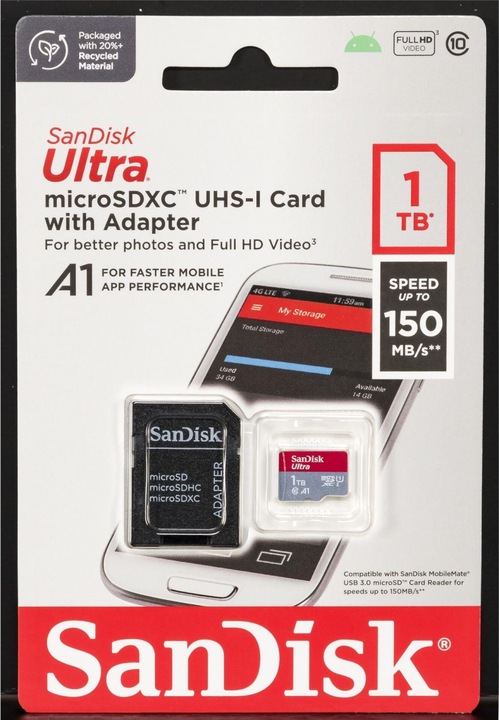 Productafbeelding SanDisk Ultra mit Adapter (1000 GB, microSDXC, U1, UHS-I)