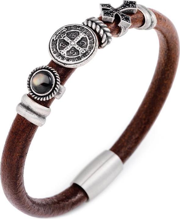 Immagine prodotto Amen Bracciale in acciaio (20 cm, Acciaio inossidabile, Cuoio)