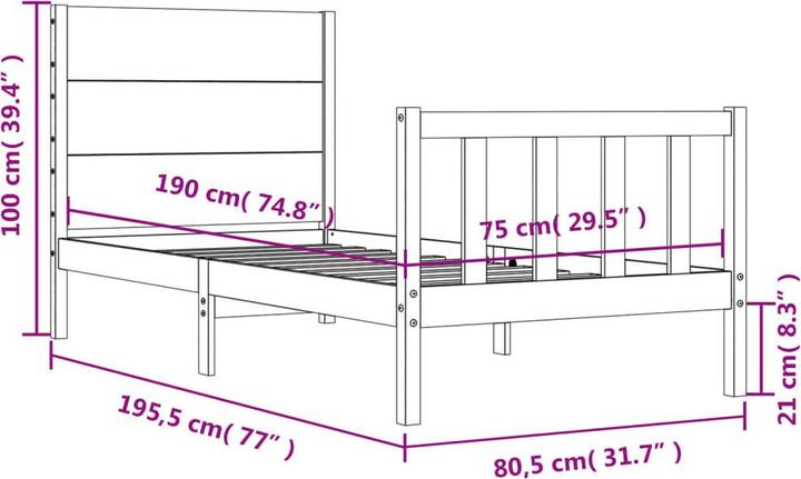 Image du produit vidaXL Bettgestell (75 x 190 cm)