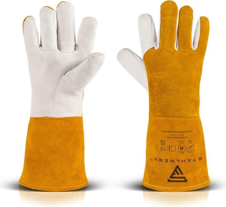 Immagine prodotto Stahlwerk Guanti da saldatura Guanti da lavoro in vera pelle resistenti al calore (Taglia unica)
