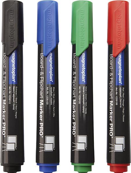 Magnetoplan Board and flip chart markers, assorted, 6 x blue, red, green, black in each (6 x)