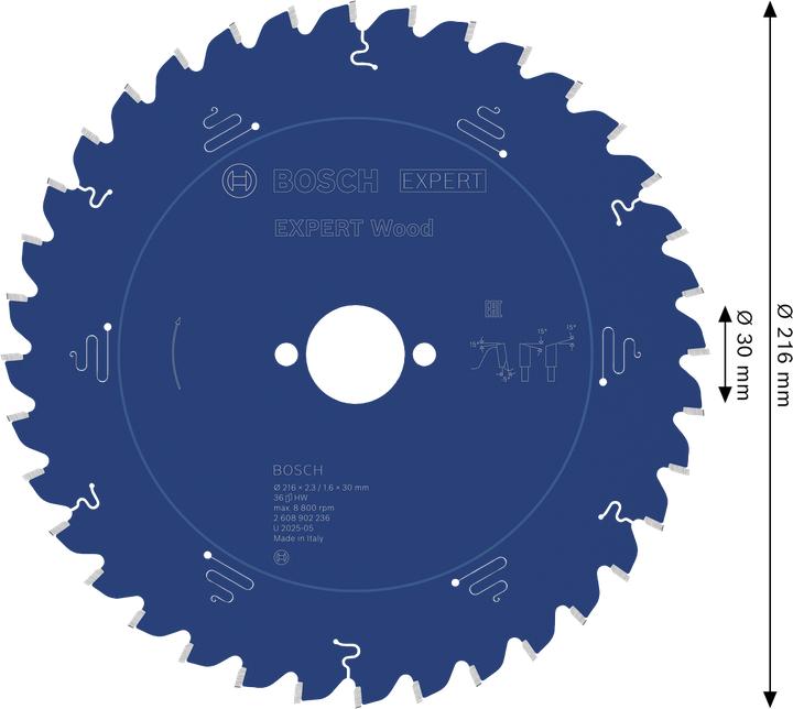 Immagine prodotto Bosch Professional Zubehör EXPERT Wood Kreissägeblatt, 216x30 mm, T36