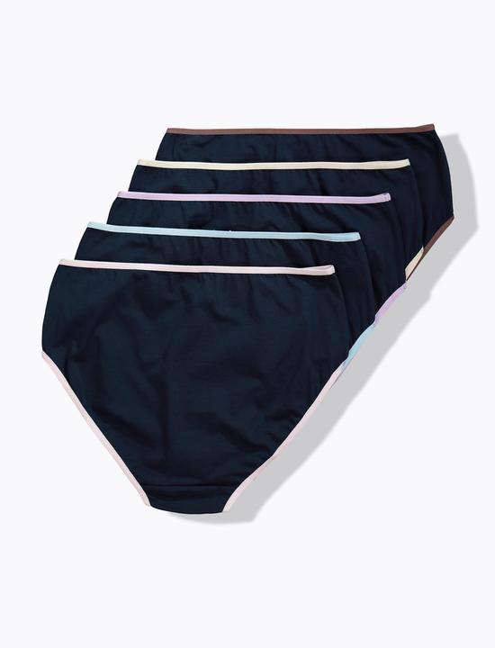 Image du produit Ulla Popken Culottes midi, liseré de couleur - lot de 5 (46, 48, Pack de 5)