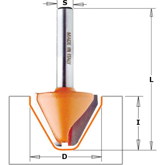 CMT, Punte per fresa, 949.502.11 28 mm Brieföffner mit 60°-Schaft 12 mm