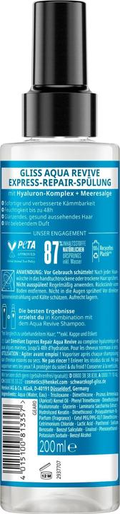 Actual product image Gliss Express-Repair-Conditioner Aqua Revive 200ml with Hyaluron and Marine Algae, Deep Moisture Con (200 ml)