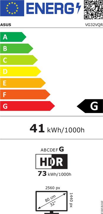 Energy Label ASUS TUF VG32VQR (2560 x 1440 pixels, 31.50")