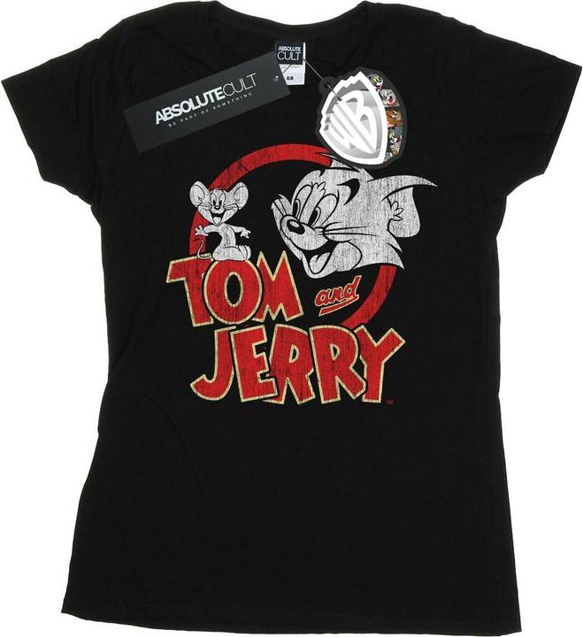 Actual product image Tom & Jerry Womens/Ladies Distressed Logo Cotton T-Shirt (L)