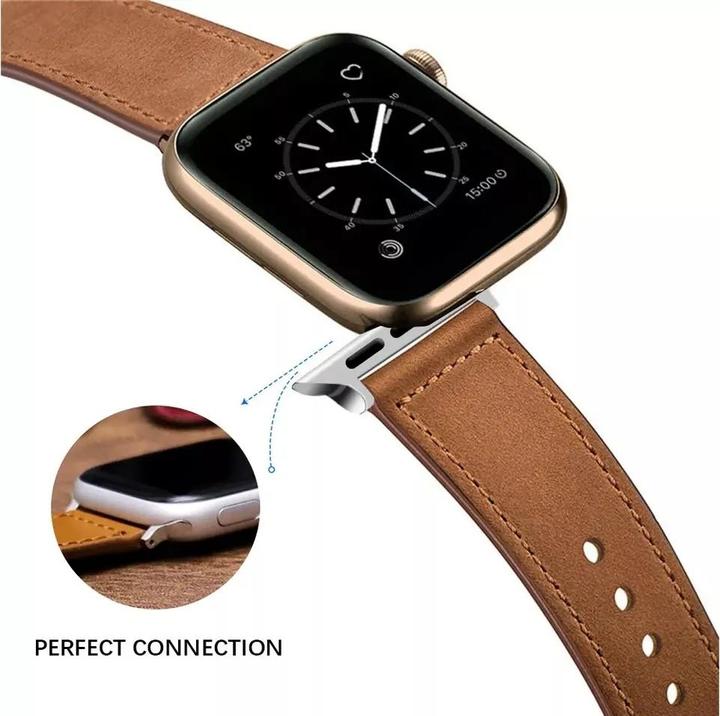 Actual product image G-Case Apple Watch Leather Strap brown cognac 42mm 44mm 45mm (Vegan Leather)