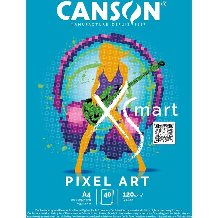 Actual product image Canson XS'MART PIXEL ART study pad, DIN A4 white, smooth paper, chequered on one side, 40 sheets (A4, Checked)