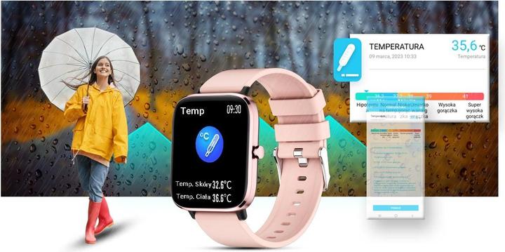 Actual product image Giewont GW230-1 Rose Gold Pink Smartwatch