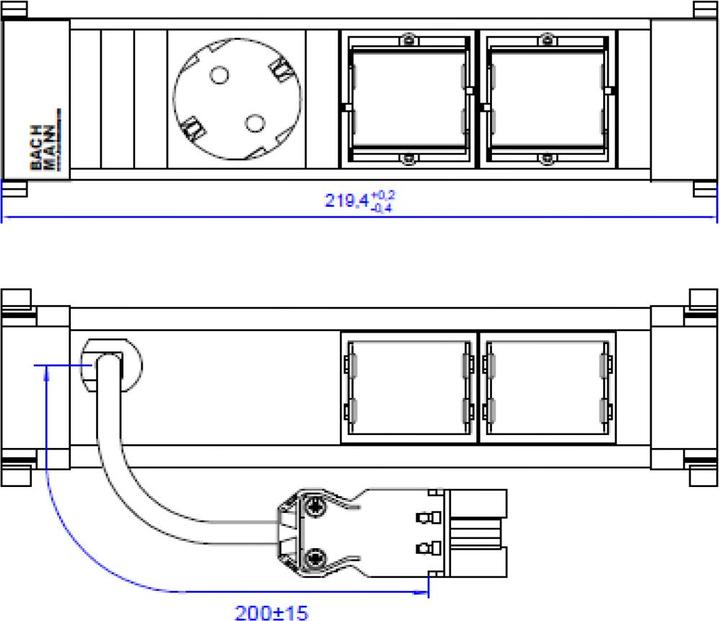 Produktbild Bachmann Bach Power Frame 1xSchuko 2xABD schwarz (1x, CEE 7/3)