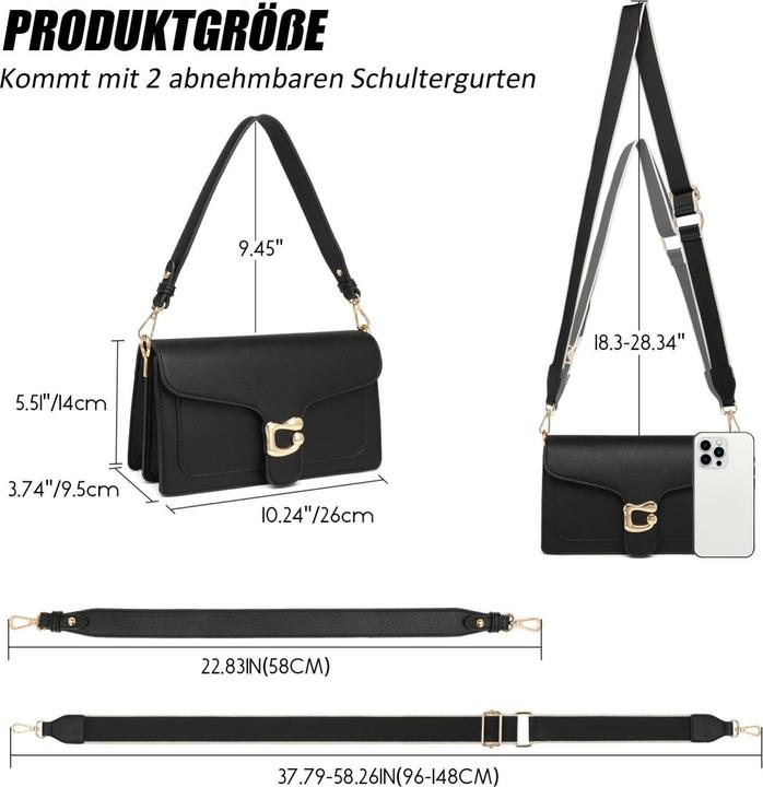 Produktbild Only-Bags.Store Umhängetasche Schultertasche Abendtasche Clutch mit 2 abnehmbaren breiten Riemen Kreditkartenfächer
