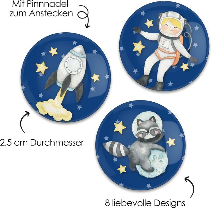 Produktbild Papierdrachen 8 Mini Buttons - Astronaut