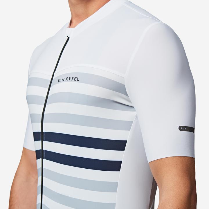 Image du produit Van rysel Maillot vélo route manches courtes été ajusté homme - EDR 2 blanc marinière (M)