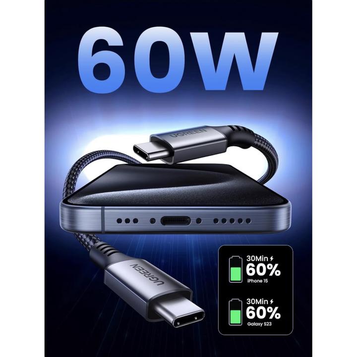 Produktbild Ugreen USB Typ C – USB Typ C (1 m, USB 3.0, 60 W)