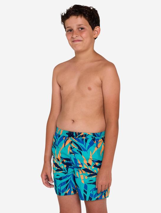 Actual product image Olaian Boardshorts Surfen Jungen mit Taschen 100 Shadow Palm türkis (10, 11, 12)