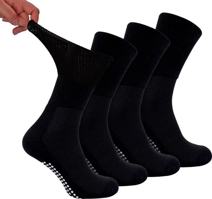 Dr.Socks 4 Paar Bambus Diabetikersocken | Extra Weit Socken Ohne Gummi mit Noppen (4er Pack, 43 - 45)