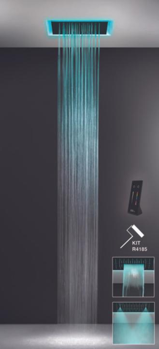 Gessi Afilo, Multifunktions Dusch-Aufbau-System 500x500 Strahlart Regen, mit Colour Lichttherapie Ef