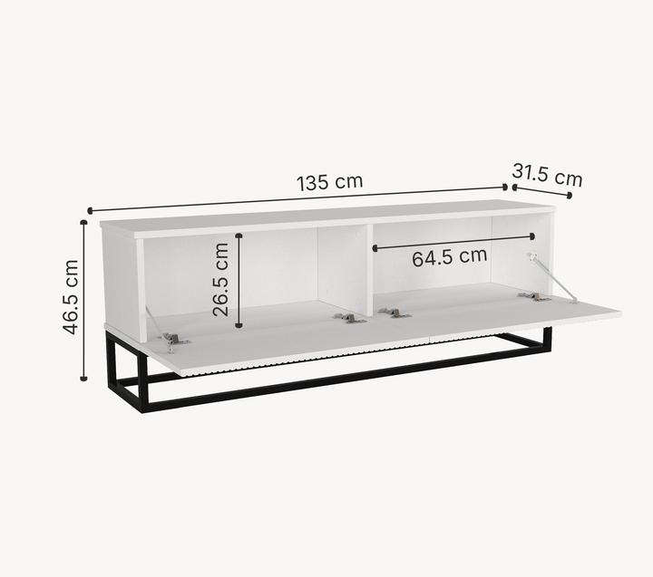 Produktbild En.Casa TV-Lowboard Verpsboga langes Gestell 135x32x47 cm Weiss (135 x 31.50 x 46.50 cm)