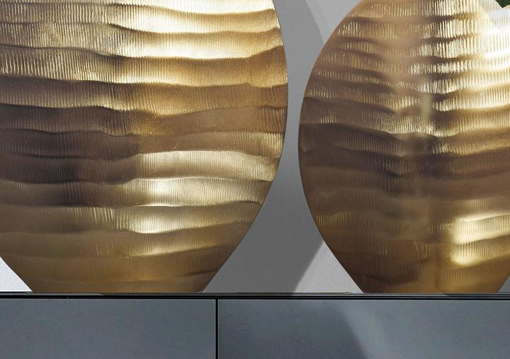 Produktbild FineBuy Vase 2er Set Blumenvase Aluminium Tischvase Dekovase Rund Wellenmuster (2x)