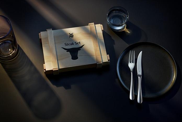 Produktbild WMF Steakbesteck Set Steakmesser 6 Personen 12tlg Spezialklingenstahl Eichenholz Holzkiste (12 Stück, Besteck Set)
