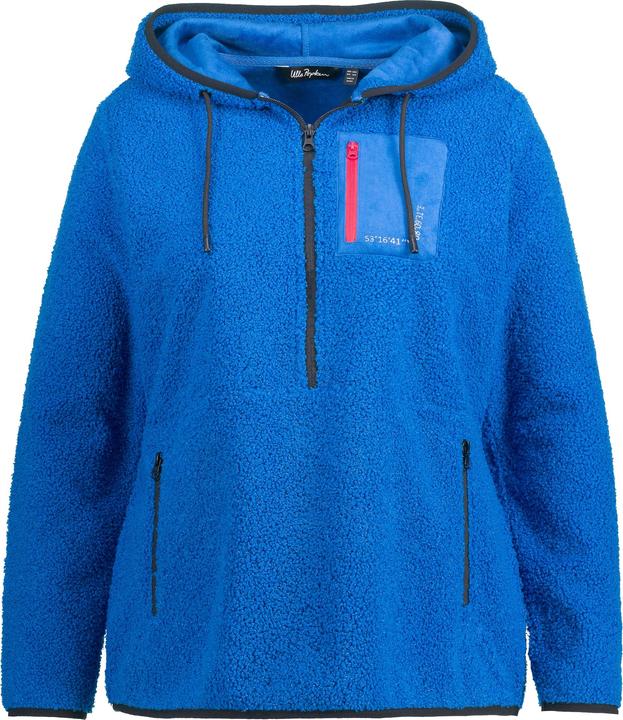 Produktbild Ulla Popken Fleece-Hoodie, Koordinaten-Druck, Zipptaschen, Langarm (46, 48)