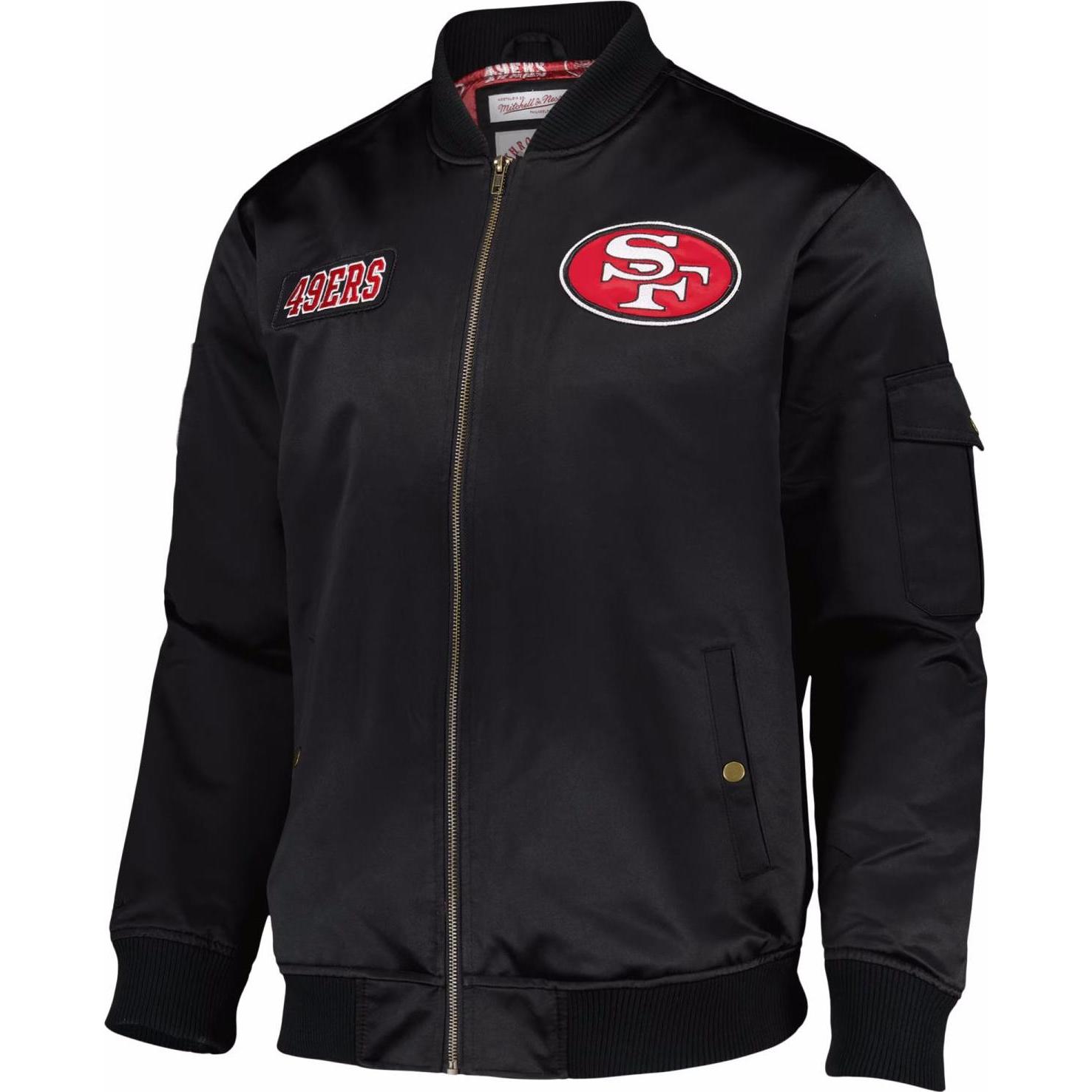 Thumbnail - Mitchell & Ness, Herren, Jacke, M&N Heavyweight Bomber Jacke NFL San Francisco 49ers - S (S), Schwarz, S