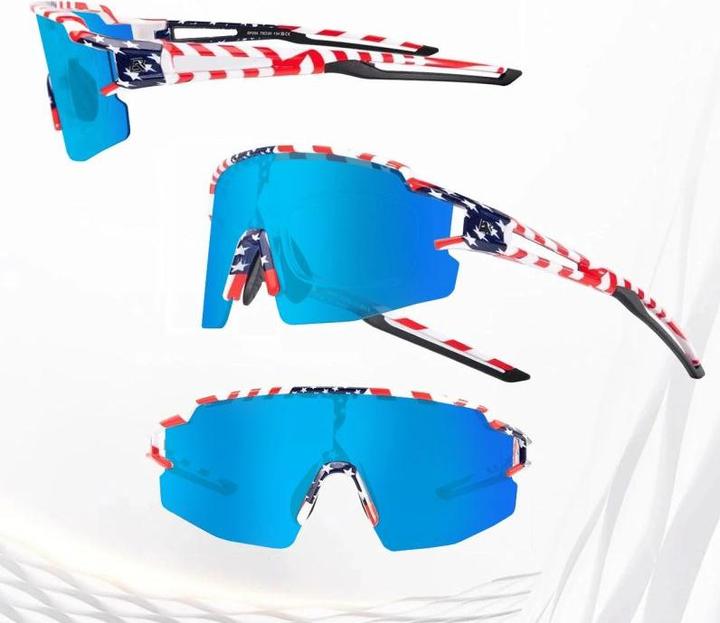 Image du produit Rockbros Lunettes de vélo polarisées avec protection UV et insert correcteur Lentilles bleues - USA Patter (Blanc, Bleu)