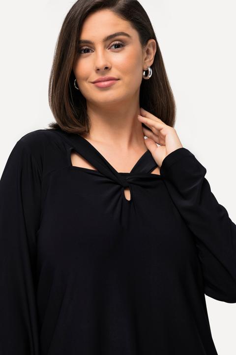 Image du produit Ulla Popken T-shirt collection Classic, col en V et manches longues, découpes fantaisie (50, 52)