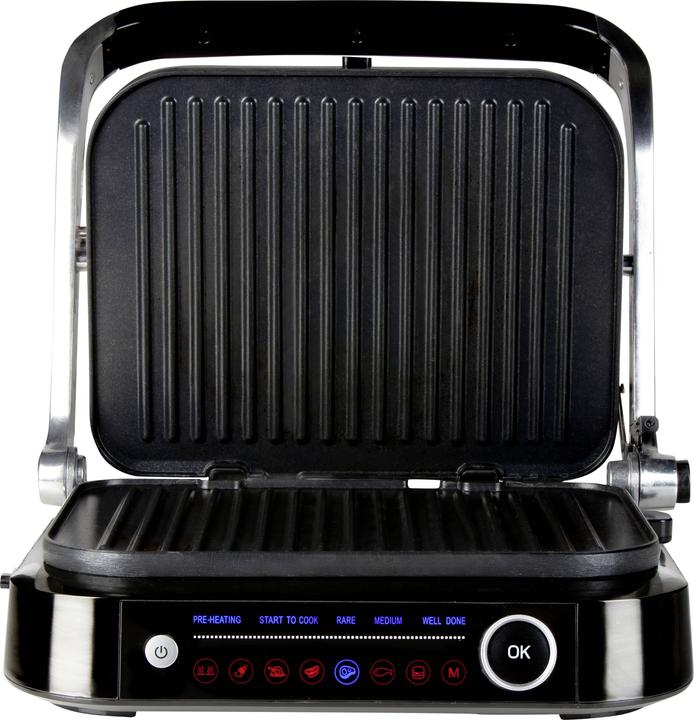 Produktbild Domo Genius Elektro Kontaktgrill Antihaftbeschichtung, mit Display Edelstahl, Schwarz